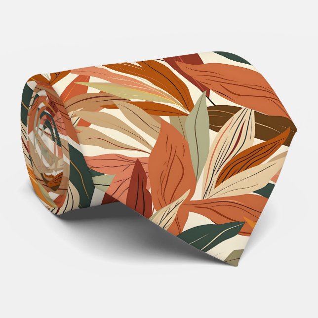 Cool triple leaf tiled pattern neck tie (Rolled)