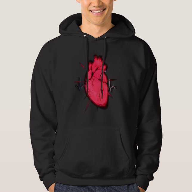 Cool Trippy Anatomical Heart for Doctors & Synthwa Hoodie (Front)