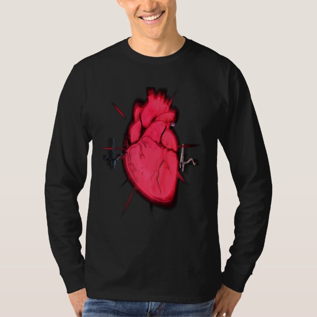Cool Trippy Anatomical Heart for Doctors & Synthwa T-Shirt (Front)