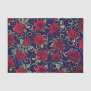   Cool Trippy Glitch Damask Red Rose Bright Modern Tissue Paper