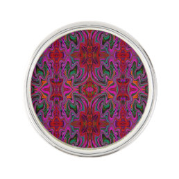 Cool Trippy Magenta, Red and Green Wavy Pattern Lapel Pin