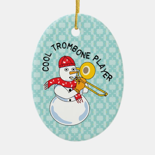 Cool Trombone Player Ceramic Ornament (Front)