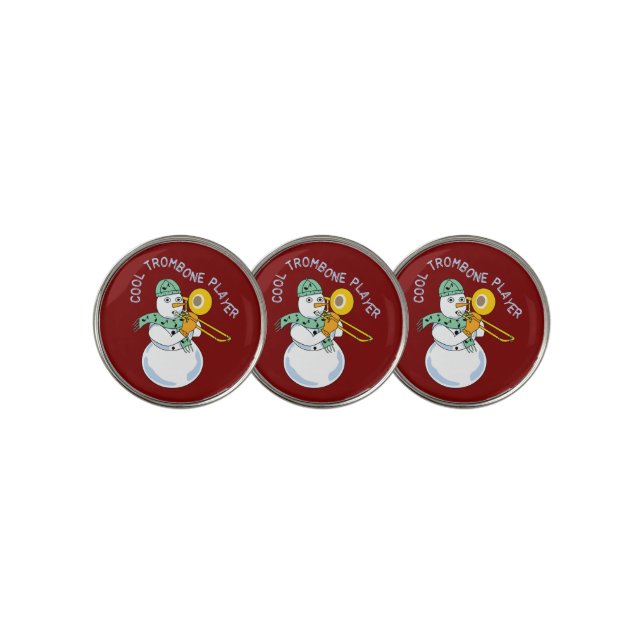 Cool Trombone Player Golf Ball Marker (3 Up)