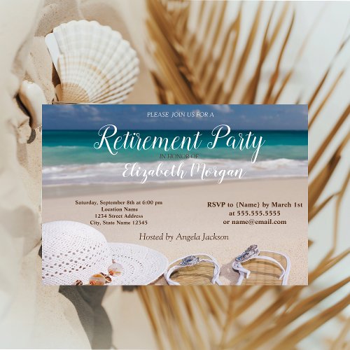 Cool Tropical BeachPalmChair  Retirement Party  Invitation