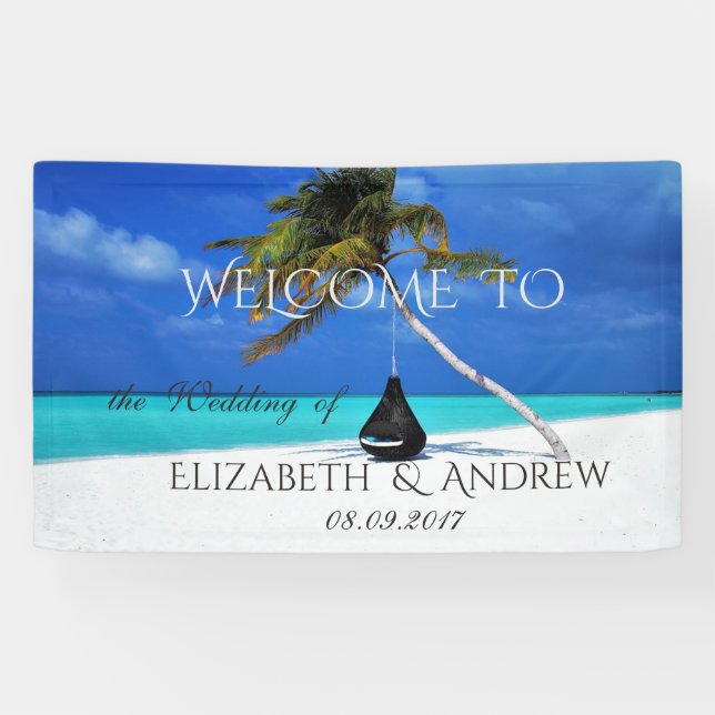 Cool Tropical Beach,Palm  Wedding Banner (Horizontal)