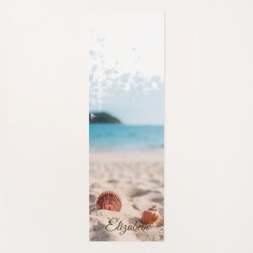 Cool Tropical Beach Sand Seashells Yoga Mat