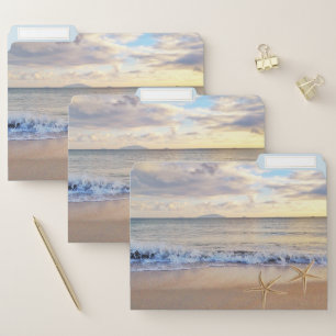 Cool Tropical Beach Sunset,Starfish File Folder
