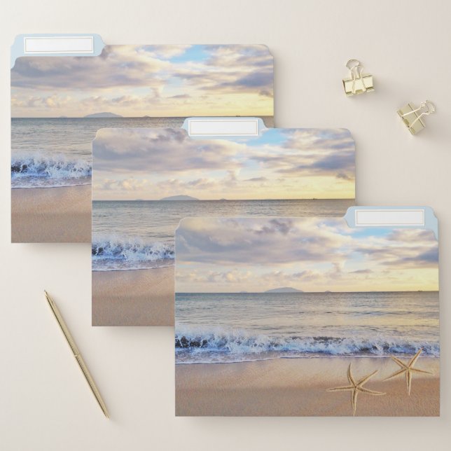 Cool Tropical Beach Sunset,Starfish File Folder (Set)