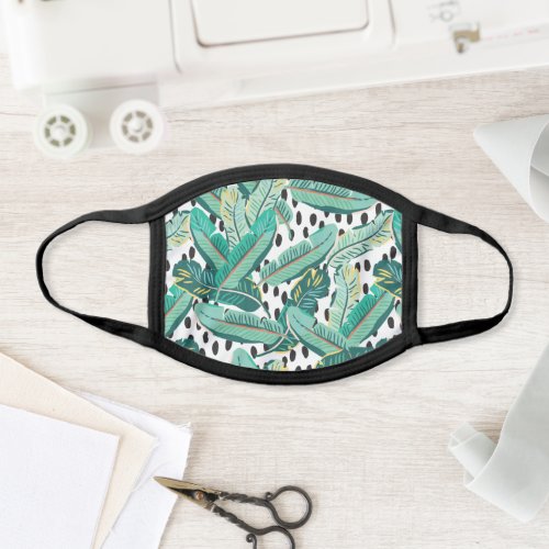 Cool Tropical Botanical Banana Leaf  Dot Print Face Mask