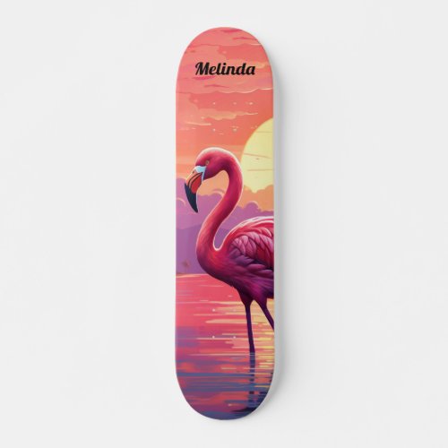 Cool Tropical Flamingo Skateboard