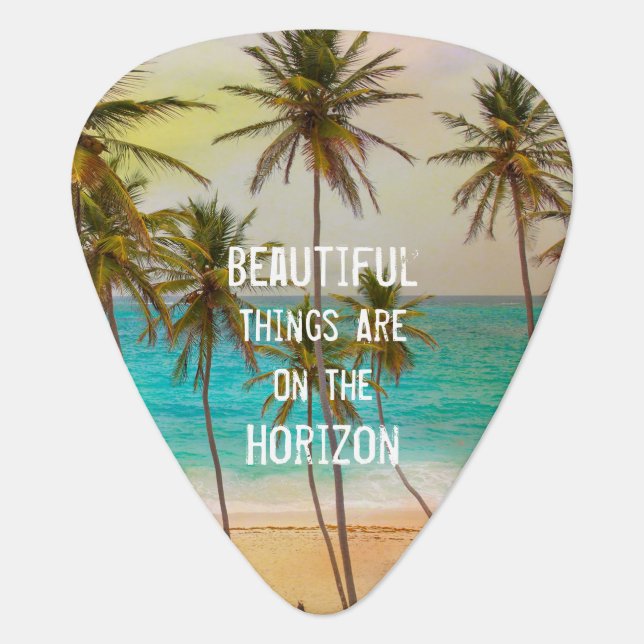Cool Tropical Hawaiian Beach Palm Trees Guitar Pick (Front)