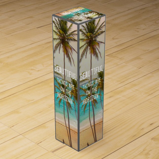 Cool Tropical Hawaiian Beach Palm Trees Wine Box (Back)