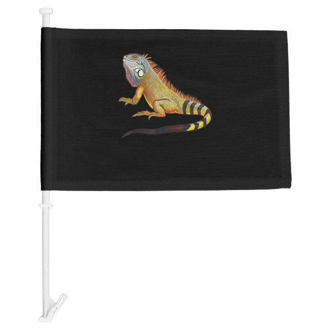 Cool Tropical Iguana Lizard, Pet Gift Car Flag (Front)