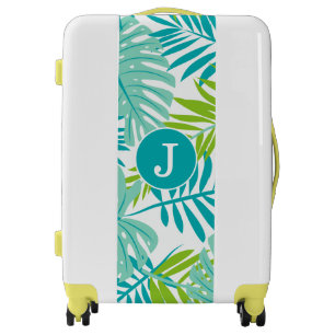 Cool Tropical Leaves Monogrammed Luggage
