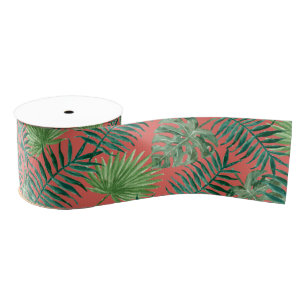 Cool Tropical Palm Leaves design Gros Grain Ribbon