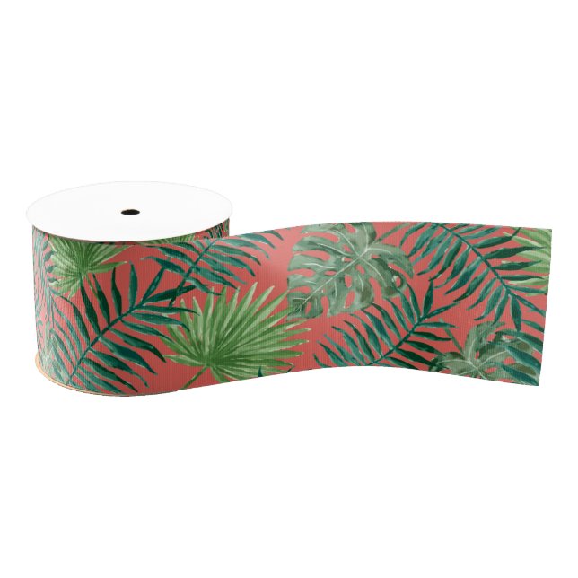 Cool Tropical Palm Leaves design Gros Grain Ribbon (Spool)