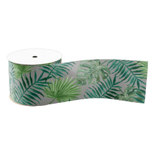 Cool Tropical Palm Leaves design Gros Grain Ribbon