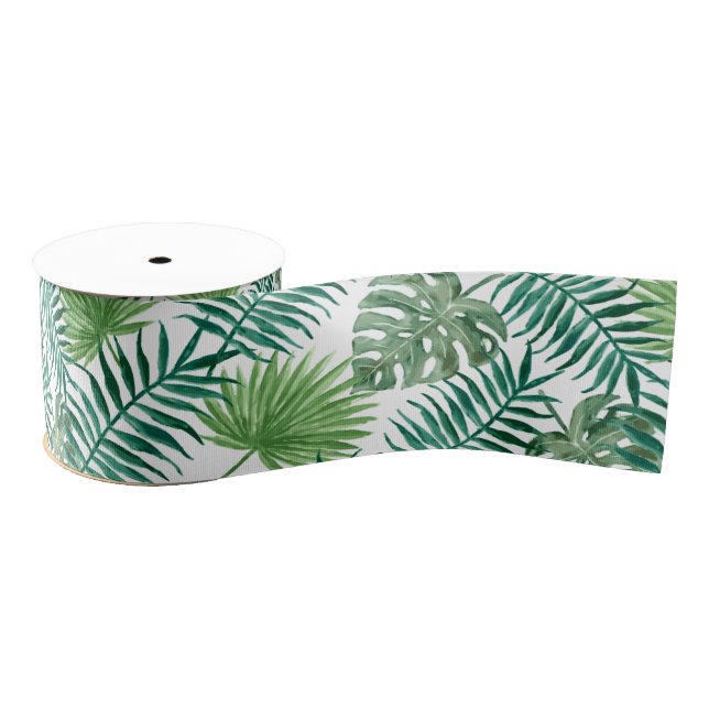 Cool Tropical Palm Leaves design Gros Grain Ribbon (Spool)