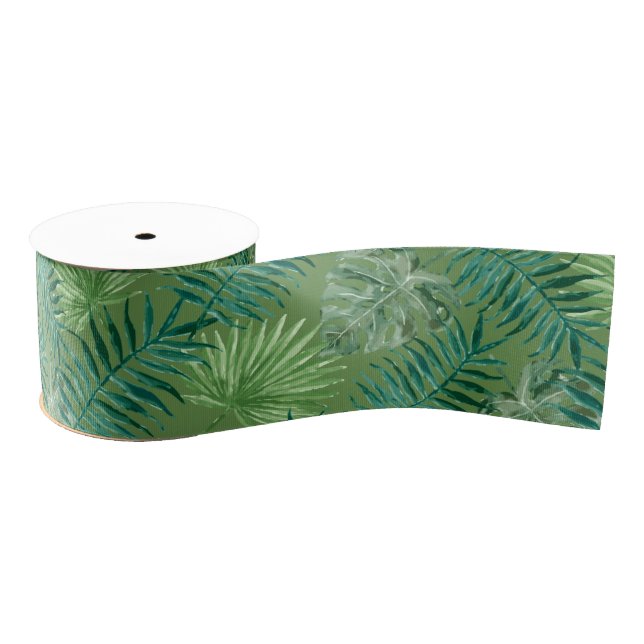 Cool Tropical Palm Leaves design Gros Grain Ribbon (Spool)