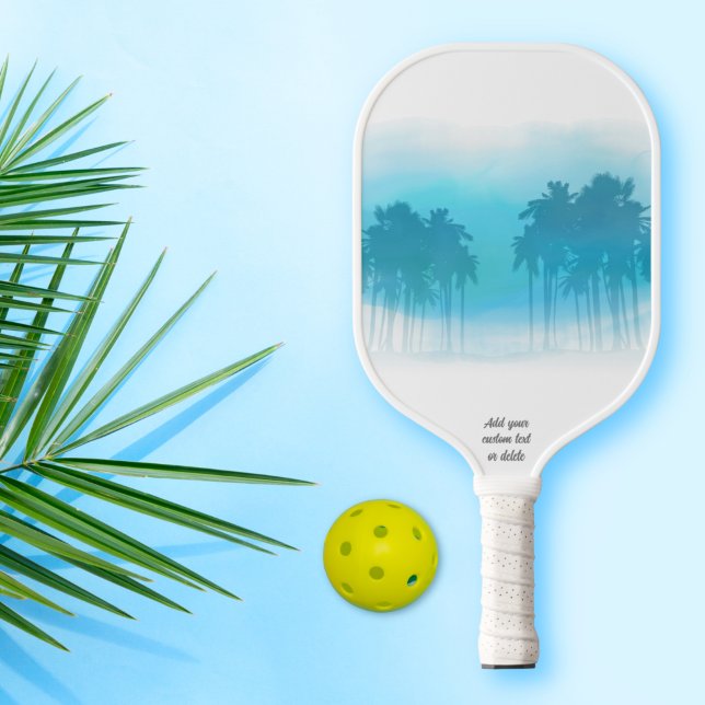 Cool Tropical Palm Tree Blue Gradient Custom  Pickleball Paddle (Creator Uploaded)