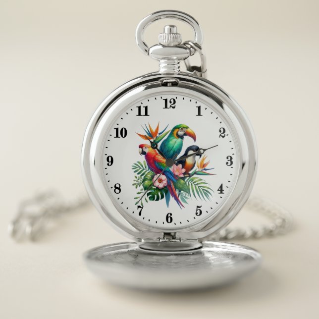 Cool Tropical parrot lovers  Pocket Watch (Inside)