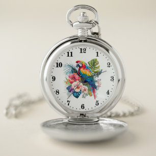 Cool Tropical parrot lovers Pocket Watch