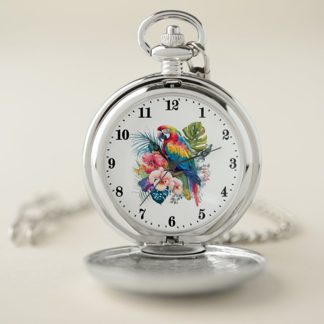 Cool Tropical parrot lovers  Pocket Watch (Inside)