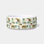 Cool Tropical Safari Wild Cats Tiger Leopard Bowl<br><div class="desc">Modern animal pattern with wild cats and tropical leaves</div>