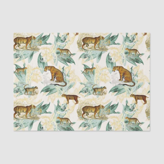 Cool Tropical Safari Wild Cats Tiger Leopard  Tissue Paper (Front)