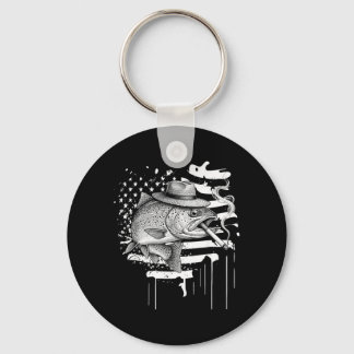 Cool Trout Fish Smoking Outdoor Angler Humor Art Keychain