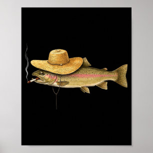 Cool trout fish smoking outdoor angler humor art poster