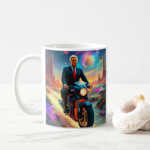 cool Trump riding Motorcycle on Alien Planet MAGA Coffee Mug