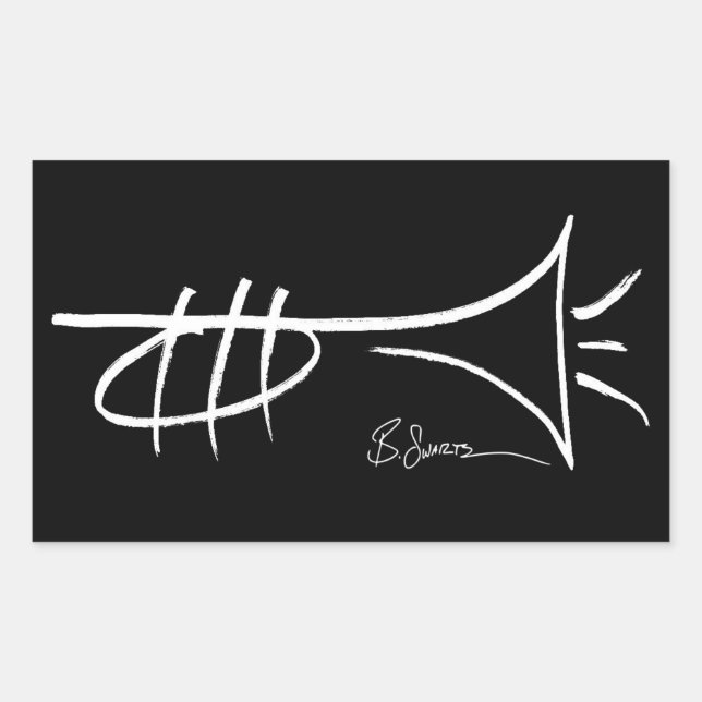 Cool Trumpet Drawing Sticker by Brian Swartz (Front)