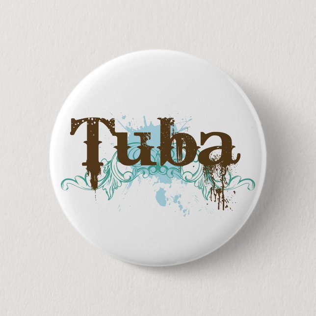 Cool Tuba Grunge Music Button (Front)