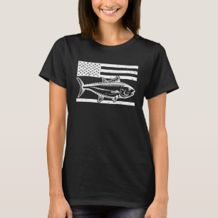 Cool Tuna American Flag Fishing Rod Tuna Fisherma T-Shirt