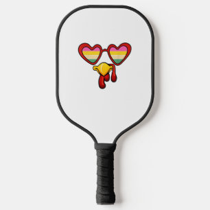 Cool Turkey Face With Glasses Family Autumn Thanks Pickleball Paddle