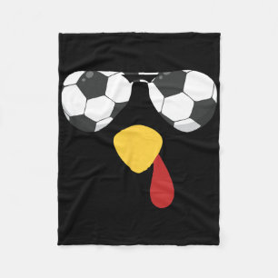 Cool Turkey Face With Soccer Sungles Thanksgiving Fleece Blanket
