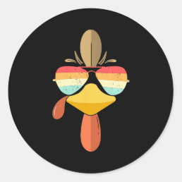 Cool Turkey Face With Sunglasses Funny Classic Round Sticker