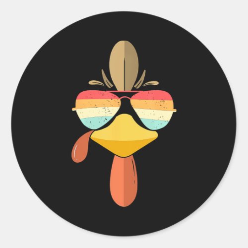 Cool Turkey Face With Sunglasses Funny Classic Round Sticker