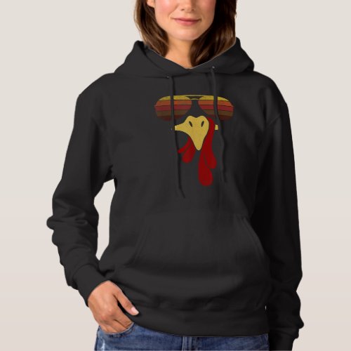 Cool Turkey Face With Sunglasses Funny Face Vintag Hoodie