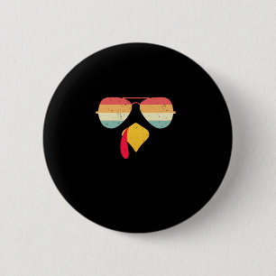 Cool Turkey Face With Sunglasses Funny Thanksgivin Button
