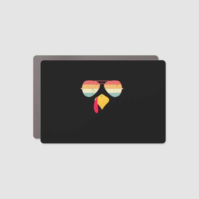 Cool Turkey Face With Sunglasses Funny Thanksgivin Car Magnet (Front)