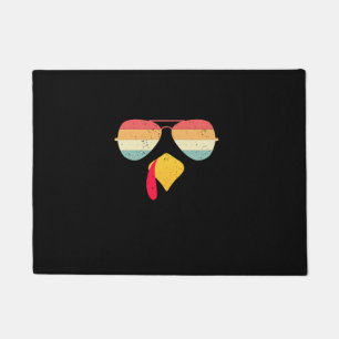 Cool Turkey Face With Sunglasses Funny Thanksgivin Doormat