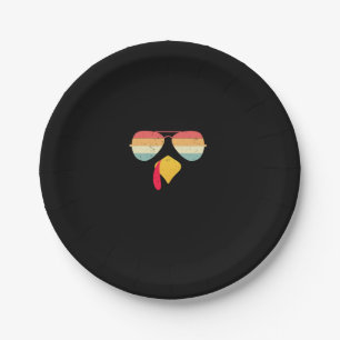 Cool Turkey Face With Sunglasses Funny Thanksgivin Paper Plates