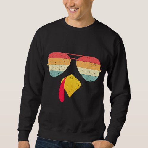 Cool Turkey Face With Sunglasses Funny Thanksgivin Sweatshirt