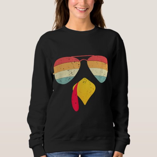 Cool Turkey Face With Sunglasses Funny Thanksgivin Sweatshirt