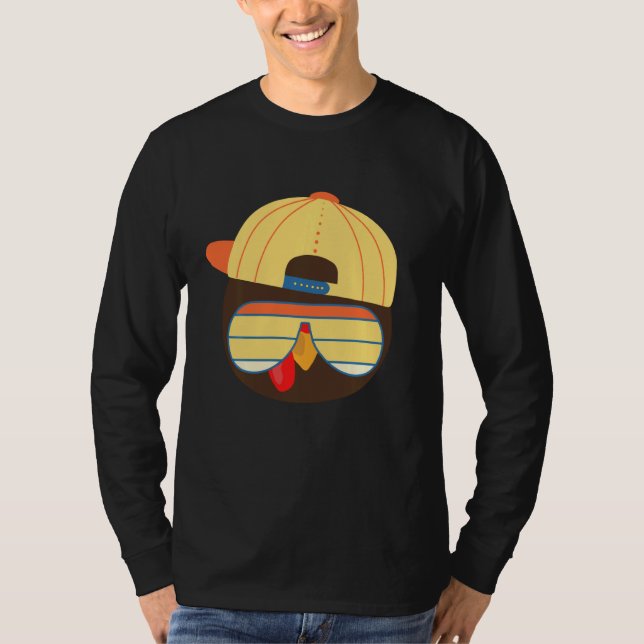 Cool Turkey Face With Sunglasses Funny Thanksgivin T-Shirt (Front)