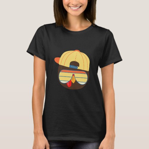 Cool Turkey Face With Sunglasses Funny Thanksgivin T_Shirt