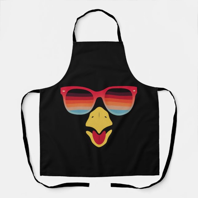 Cool Turkey Face With Sunglasses Thanksgiving Boys Apron (Front)