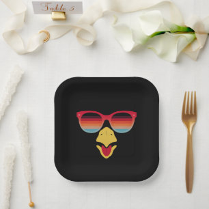 Cool Turkey Face With Sunglasses Thanksgiving Boys Paper Plates